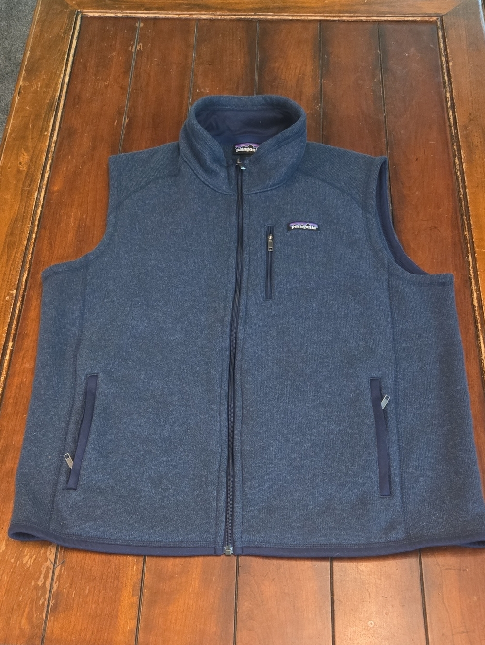 Patagonia Navy Blue Fleece Vest with Zip Chest Pocket